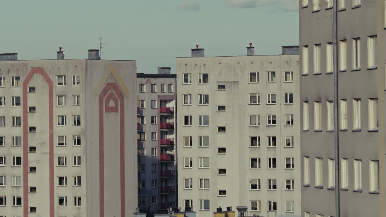 Apartment buildings in a city