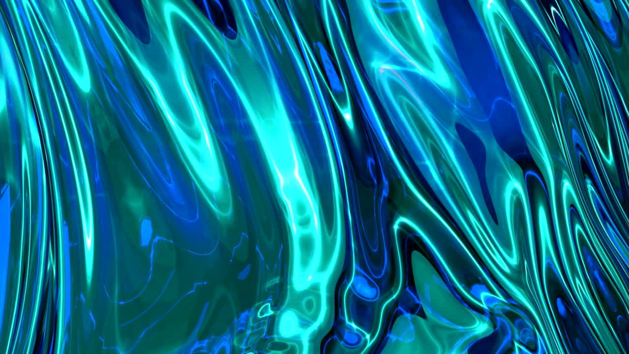 Shiny blue cloth or blue silk fabric waving at wind in slow