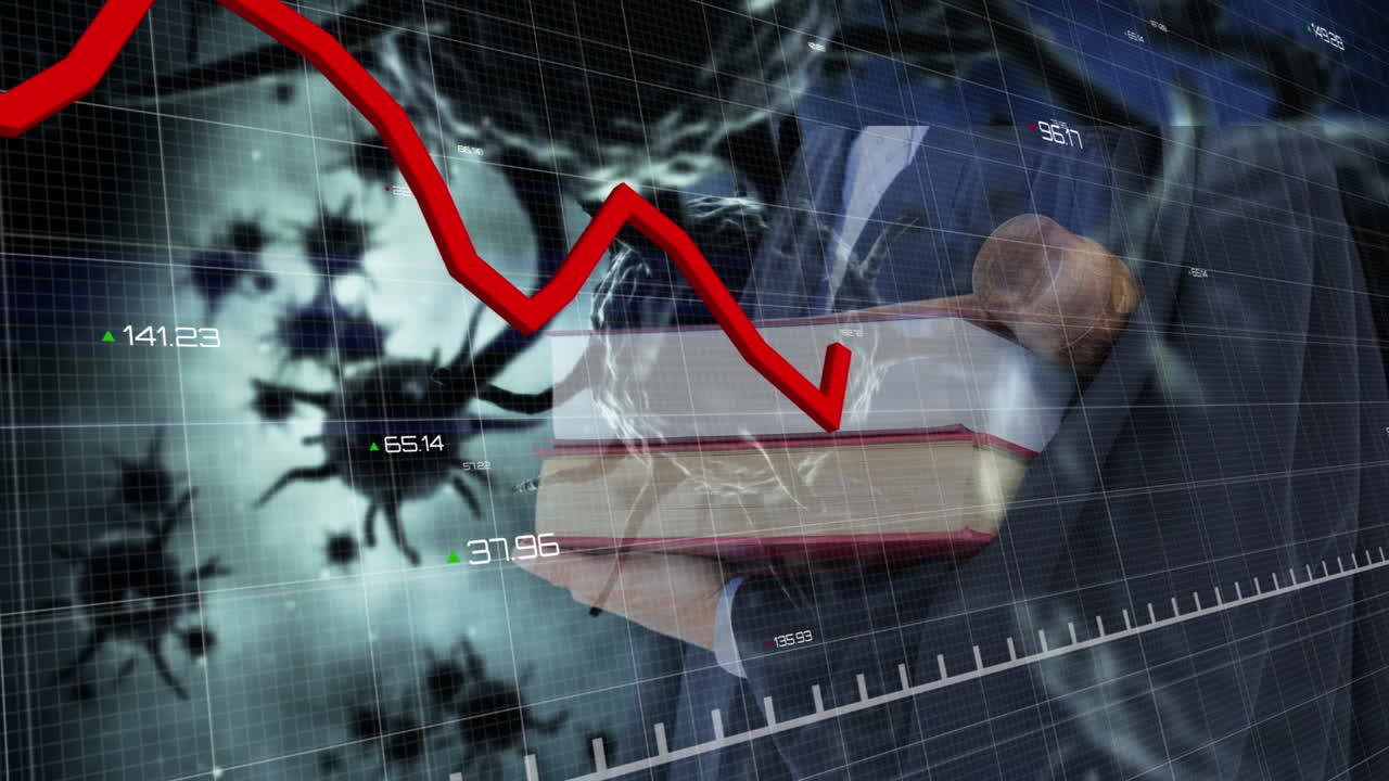 코로나19 세포가 떨어지는 것을 지켜보는 책의 애니메이션