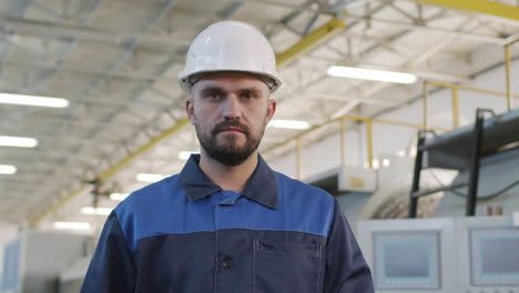portrait of plant foreman in hard hat