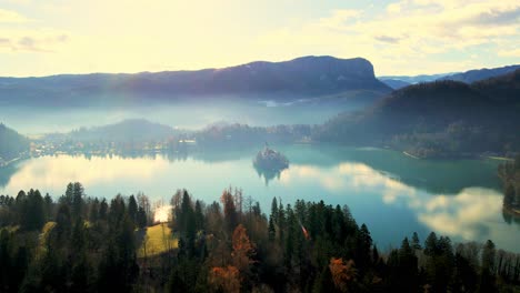 aerial 4k drone footage of lake bled in slovenia