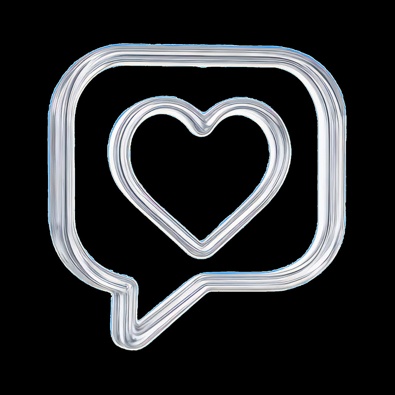 Transparent heart speech bubble animation isolated asset, transparent 4K video, alpha channel
