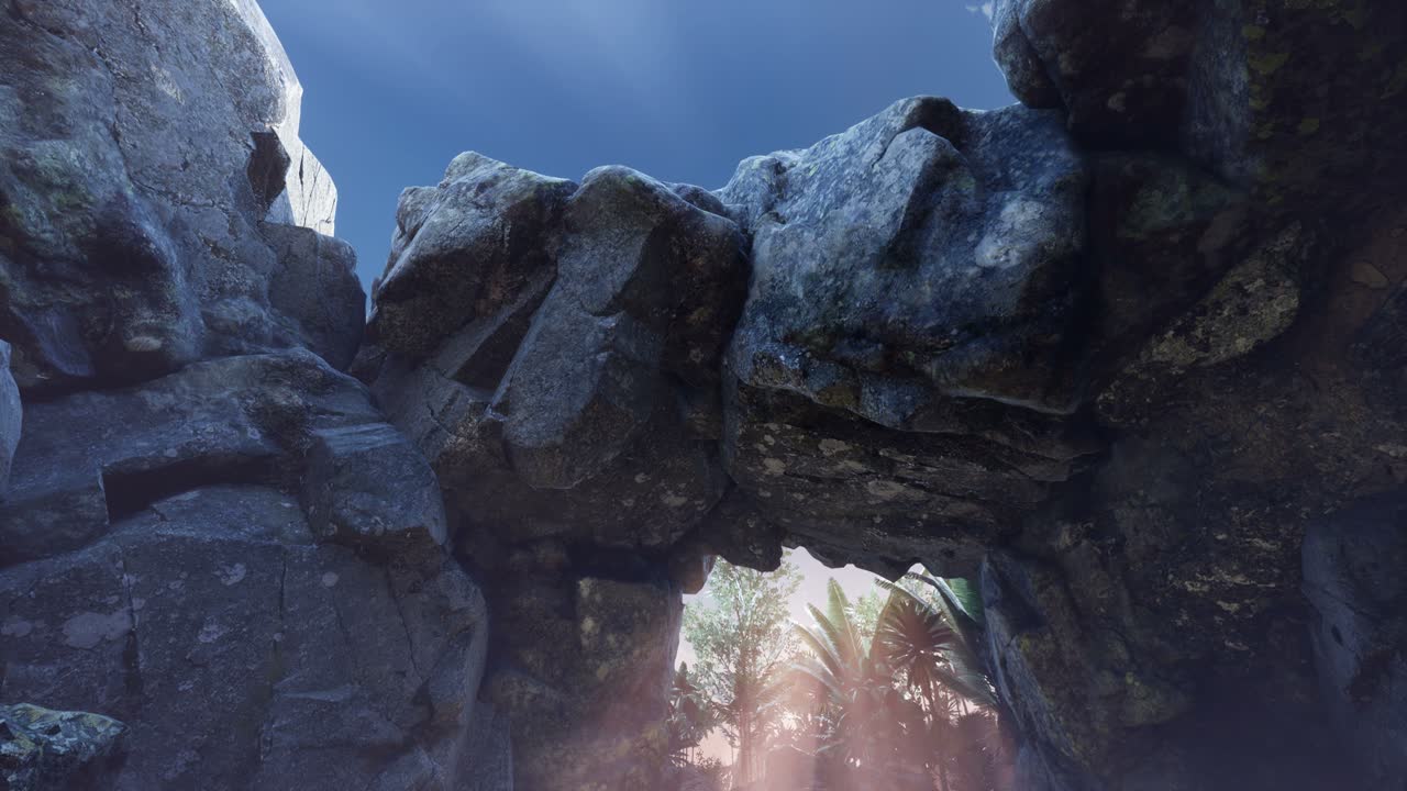 luz del sol dentro de una cueva misteriosa