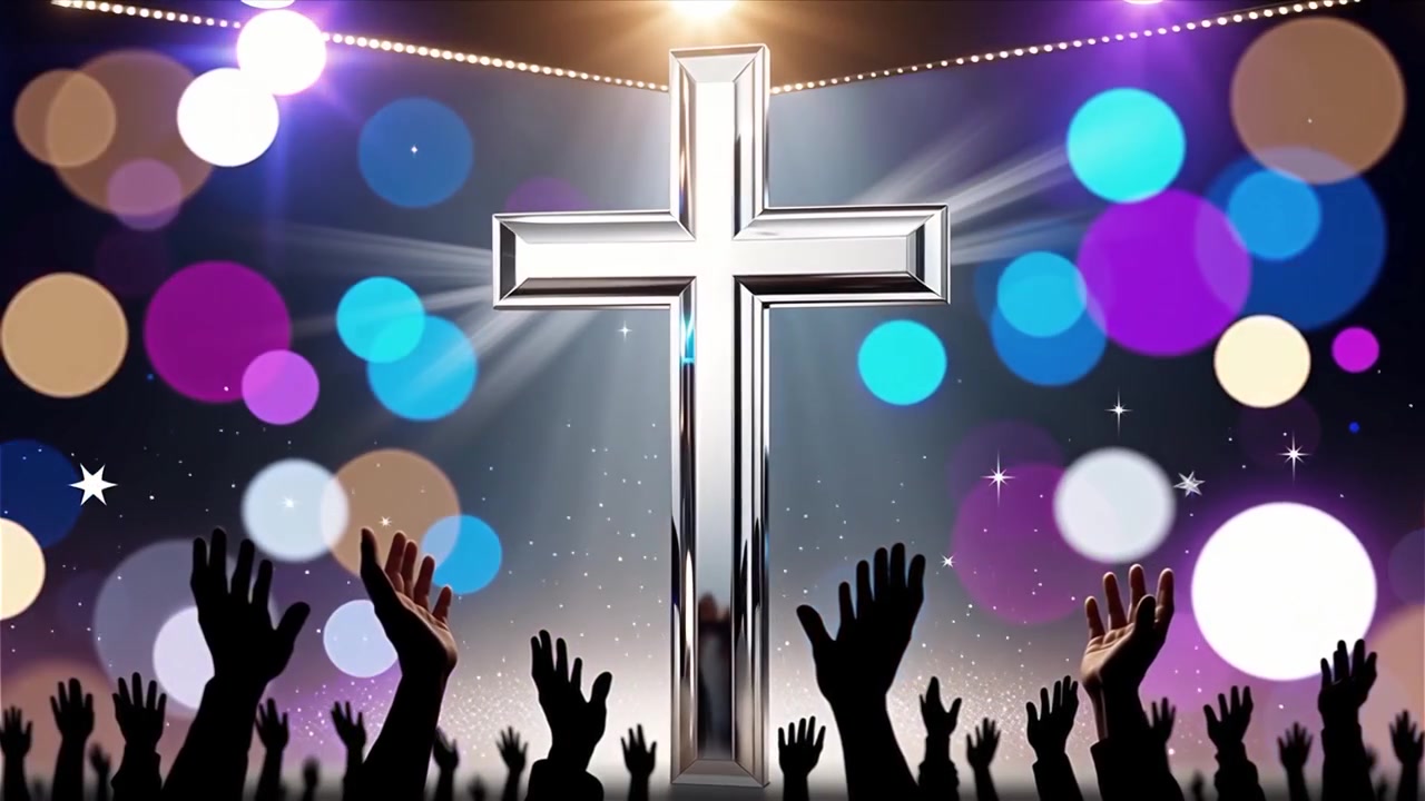 Christian Cross Heavenly Light Worship Background