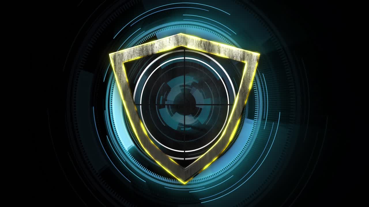Animation of shield and scope data processing and dark background
