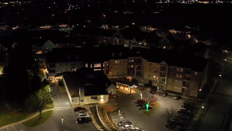 aerial orbit around retirement home at night