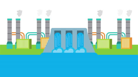 animación ecológica de la presa hidroeléctrica
