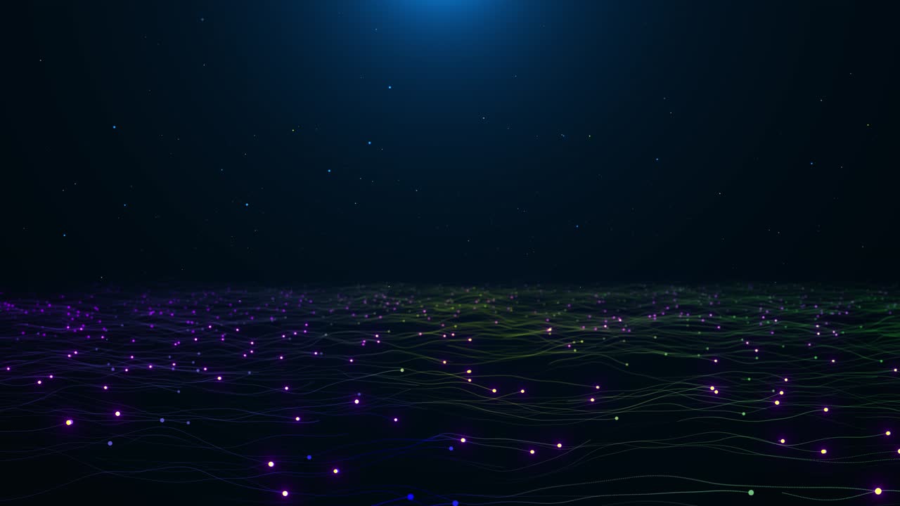 Big data streams deep cyber stage waves futuristic digital background particles glitter awards dust