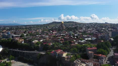 aerial time lapse over tbilisi city centre, georgia capital city