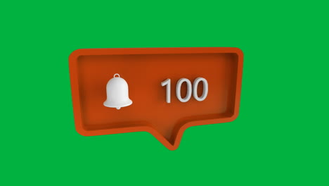 icono de campana con aumento del recuento de números para las redes sociales