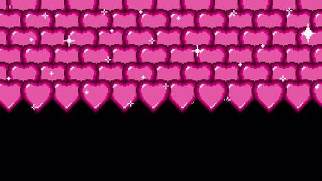 pixelated pink hearts sparkling background