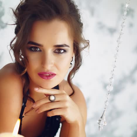 elegant woman posing in dress