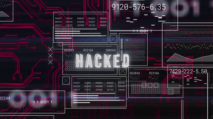 Animation of binary codes over hacked text on loading bars, numbers in circles on black background