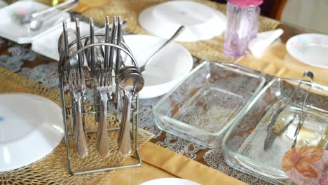 setting the table for a family dinner