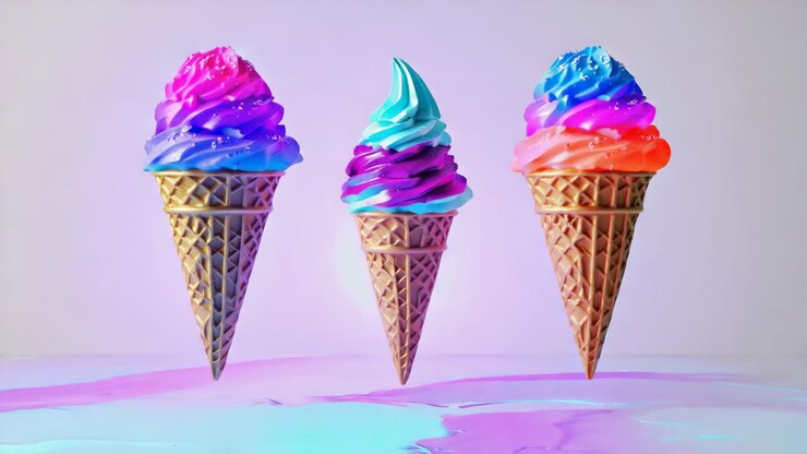 Coni gelato al neon colorati