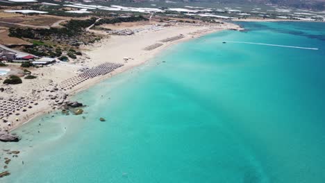 aerial drone top view video of famous paradise sandy deep turquoise beach of falasarna in north west crete island, greece