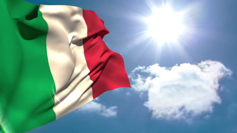 la bandera nacional de italia agitando