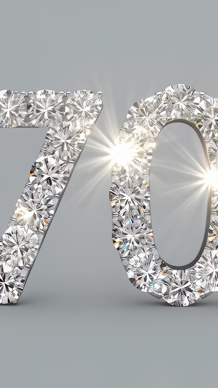 Video verticale: carrellata che rivela un diamante 70 su un plinto grigio che mostra le sfaccettature con riflessi