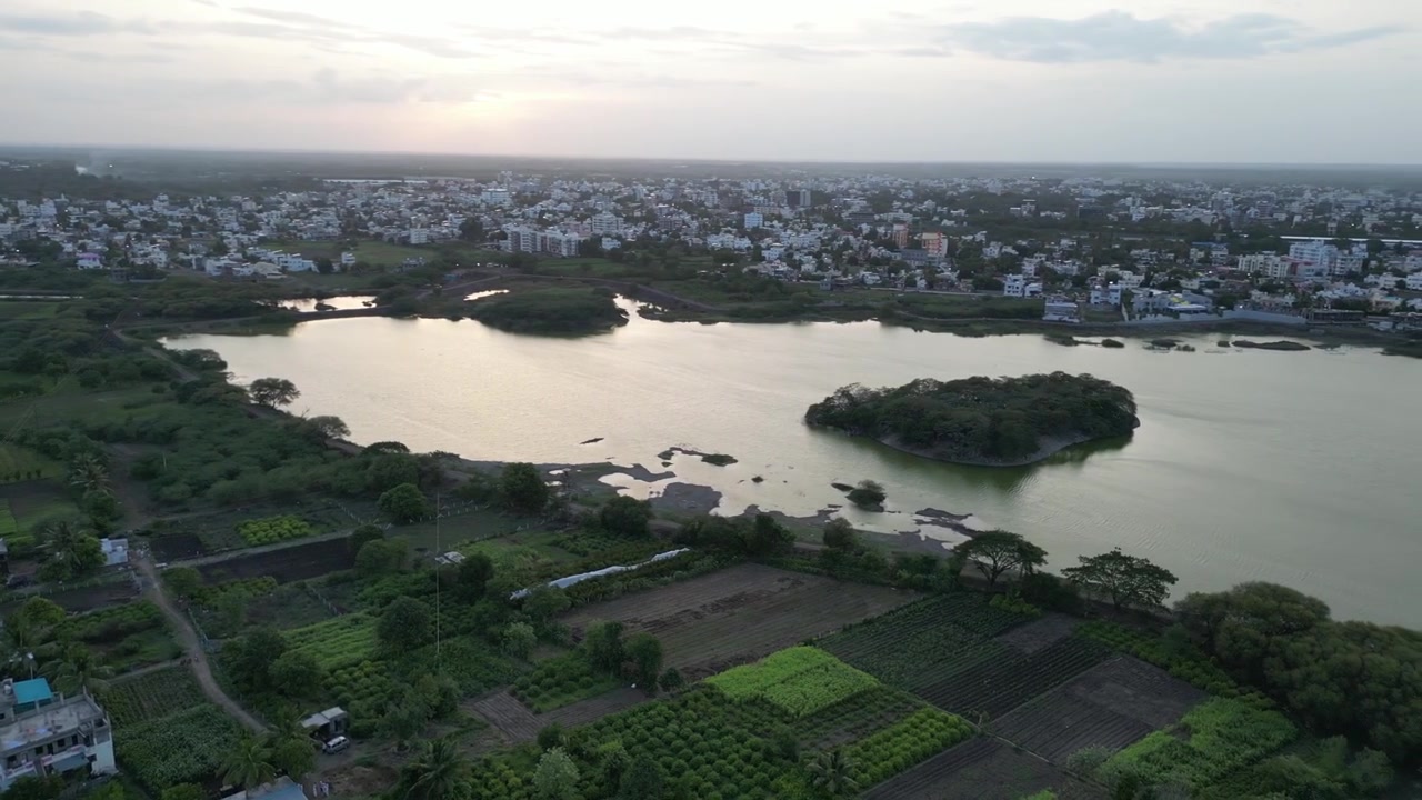 Serenità aerea: una vista sul lago di Pandharpur