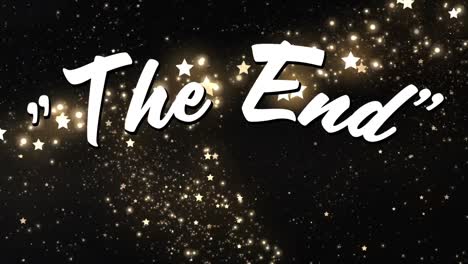 animation of the end text over glowing firework moving on black background