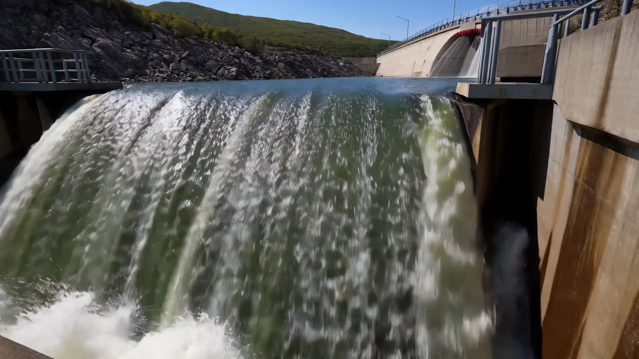 Water Flowing Over a Dam Spillway