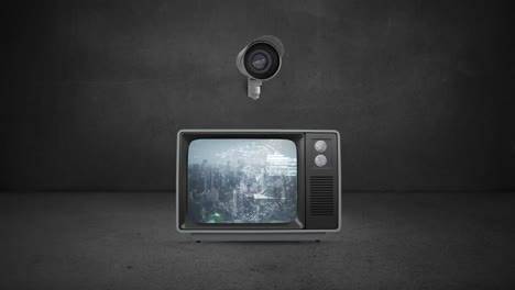 surveillance cameras and screens