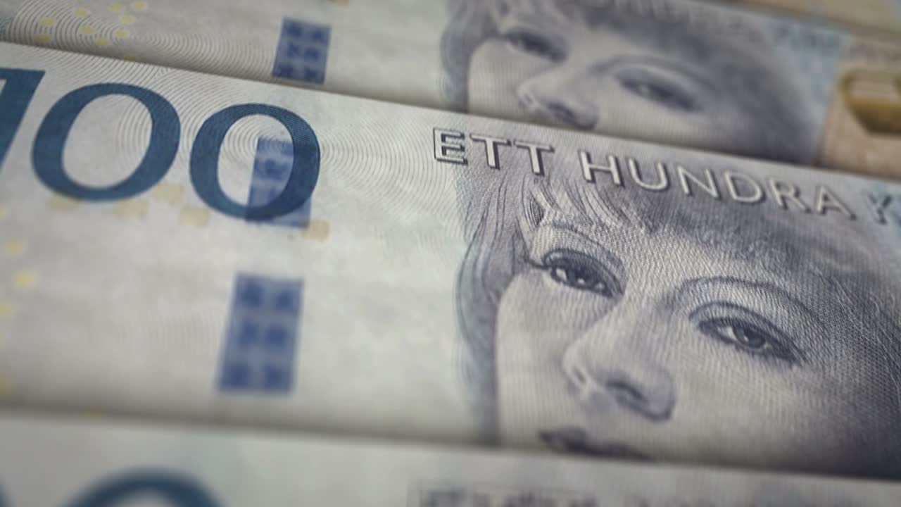 animación de la superficie del billete de la corona sueca