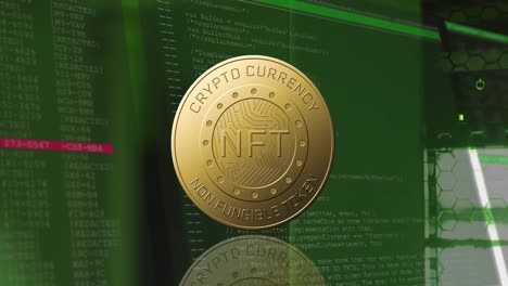 animación de monedas con nft y procesamiento de datos a través de servidores