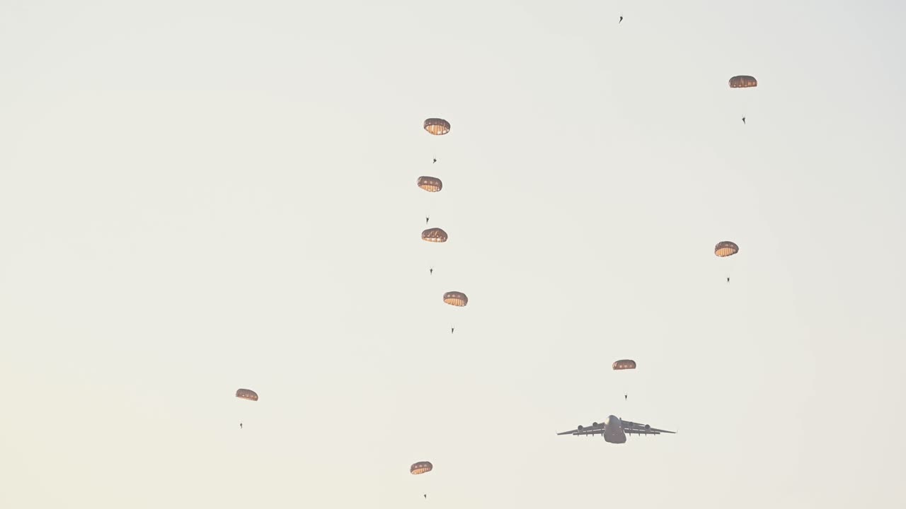 Paratroopers in action during a military show in the UAE.