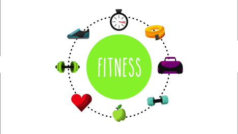 healthy lifestyle with set icons animation