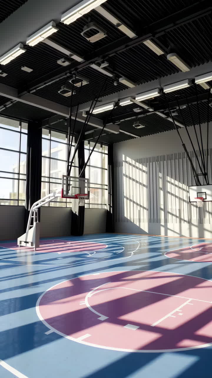 Empty Indoor Basketball Court with Modern Design
