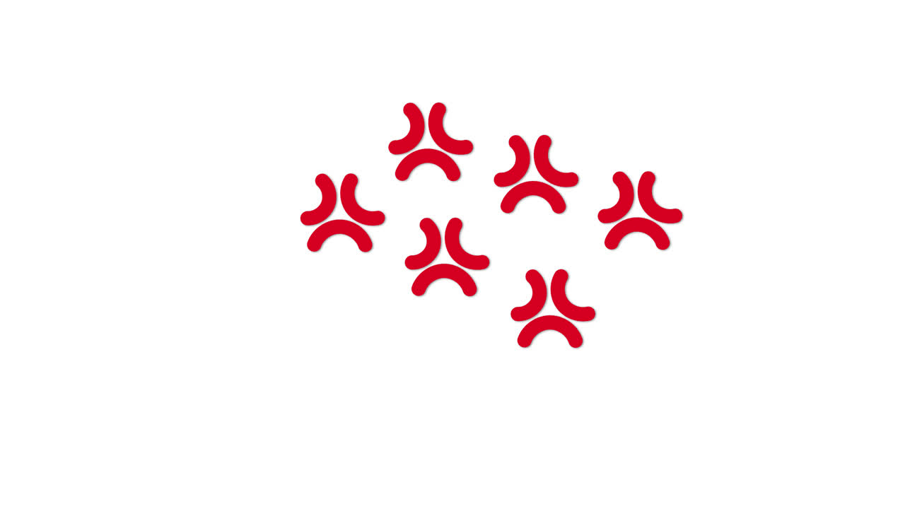 Red Anger Symbols Appearing and Multiplying on White Background