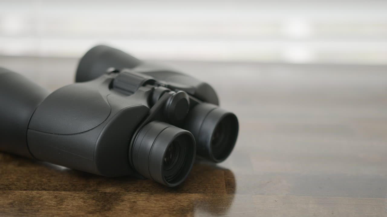 Close Up Panning Shot of Binoculars
