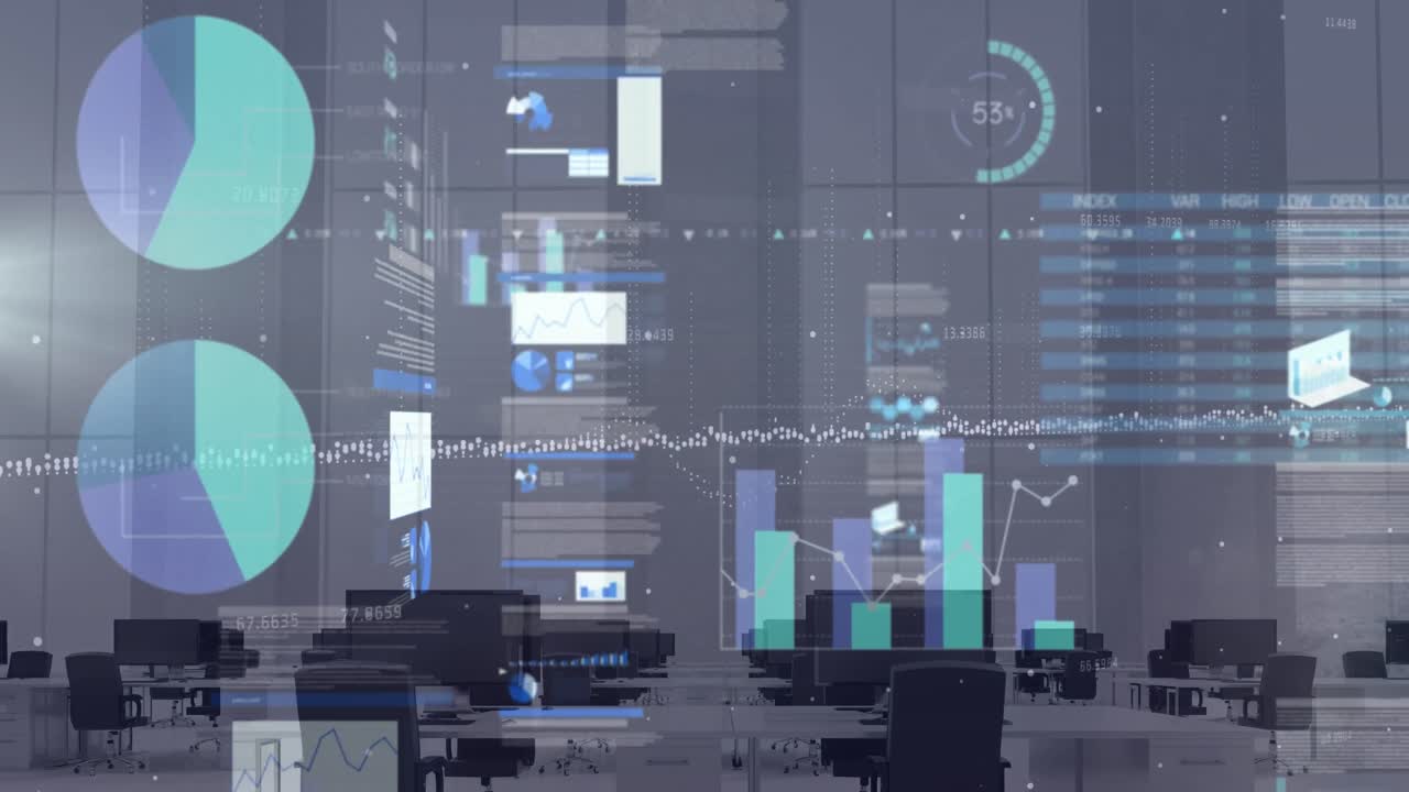 사무실의 책상에서 재무 데이터 처리의 활성화