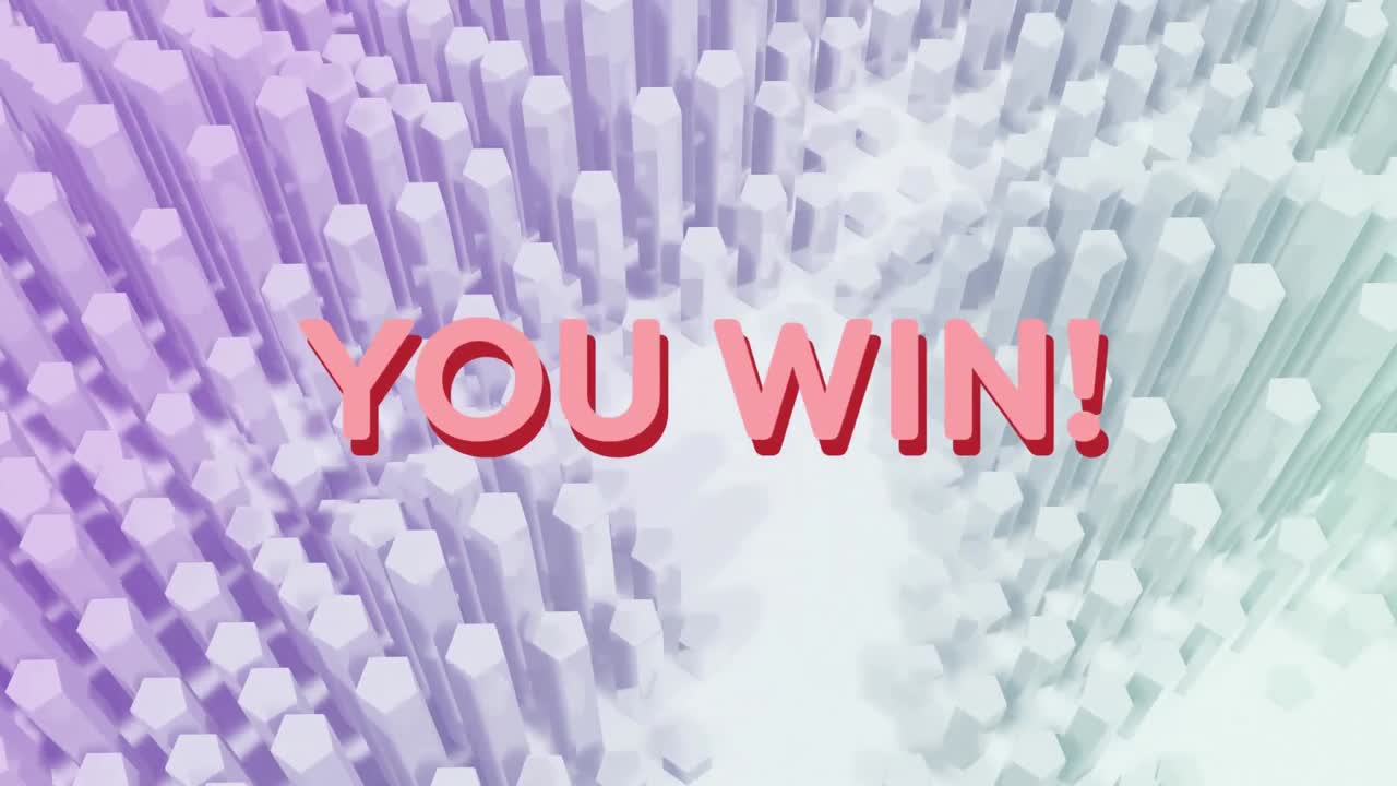 ⁇  배경에 움직이는 3d 모양에 대항하여 텍스트를 이기는 디지털 애니메이션