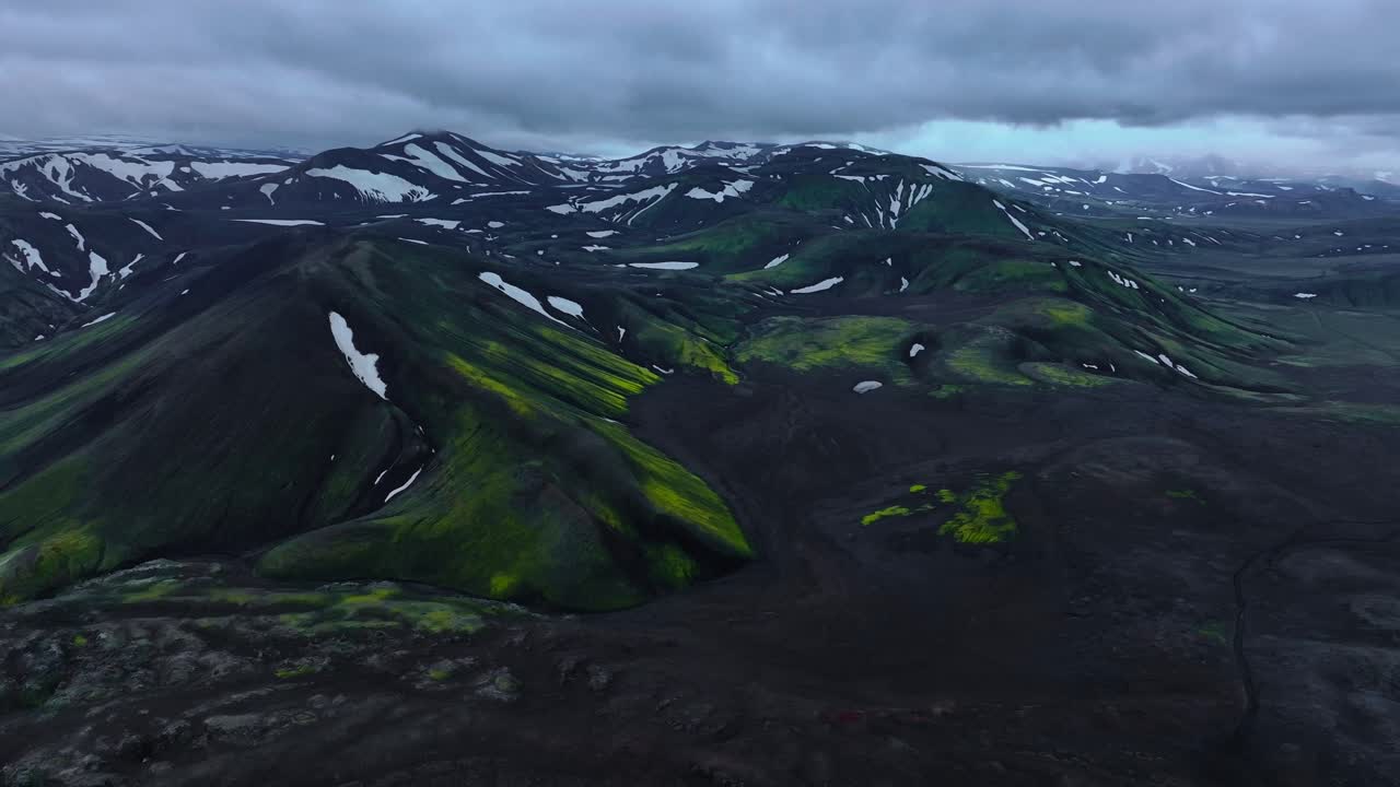 Icelandic Highlands landscape volcanic terrain Iceland nature aerial drone Vatnajökull National Park