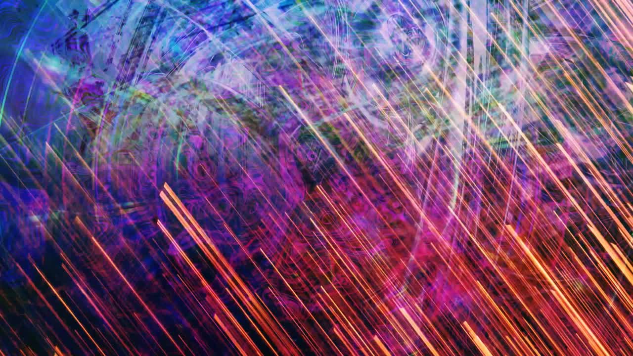 rayas de luz rotativas azules y naranjas en la superficie oscura - animación de fondo de movimiento de bucle sin costuras de 4k