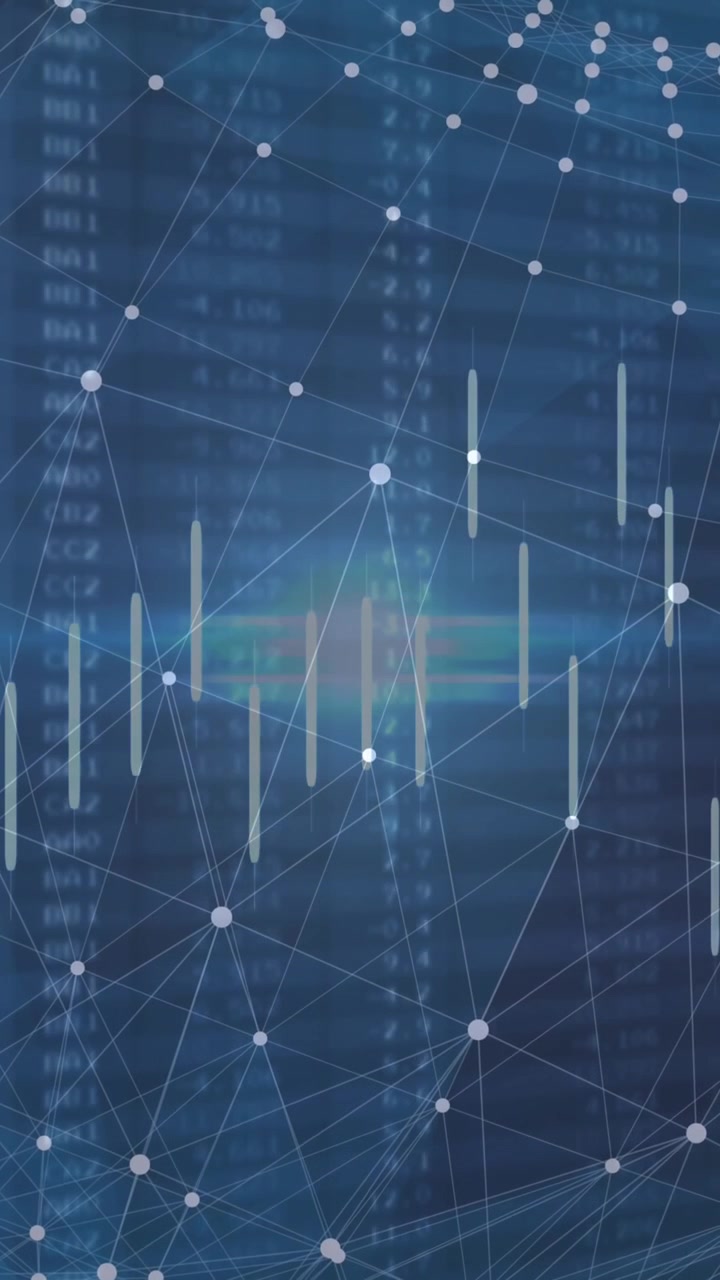 Animation of financial data processing over globe on black background