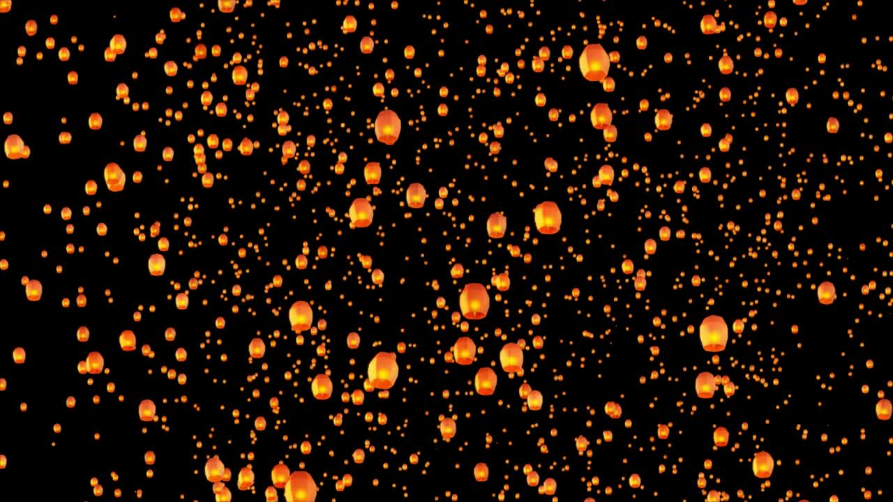 Lanterns floating lamp in the night sky background. Happy Diwali festival decoration elements.