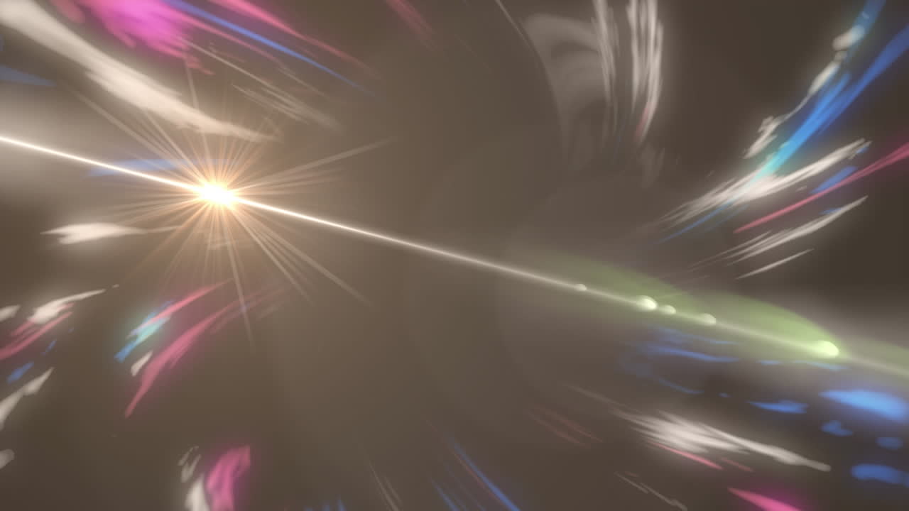 animación de puntos de luz y formas que se mueven sobre un fondo negro.