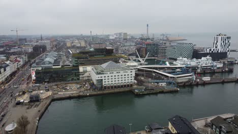 helsingborg, sweden: view of helsingborg central station and harbor