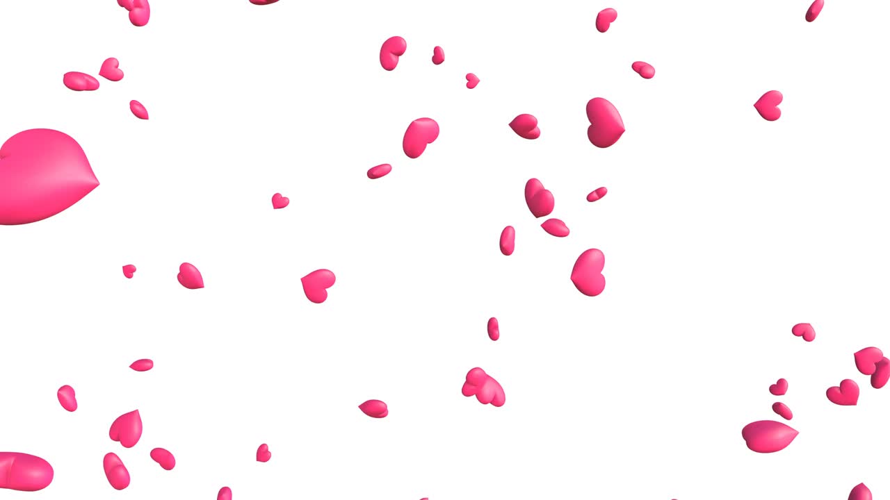 색 바탕에 핑크색 심장 모양의 추상적인 애니메이션.
