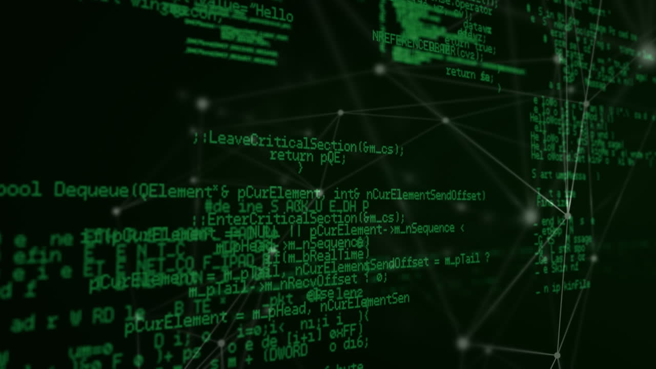 Animation of network of connections and diverse data processing in digital space