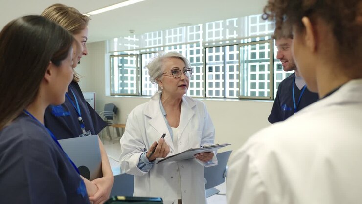 Medical team collaborating in a hospital setting