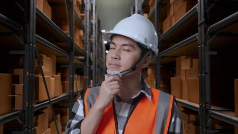 warehouse worker inspecting inventory