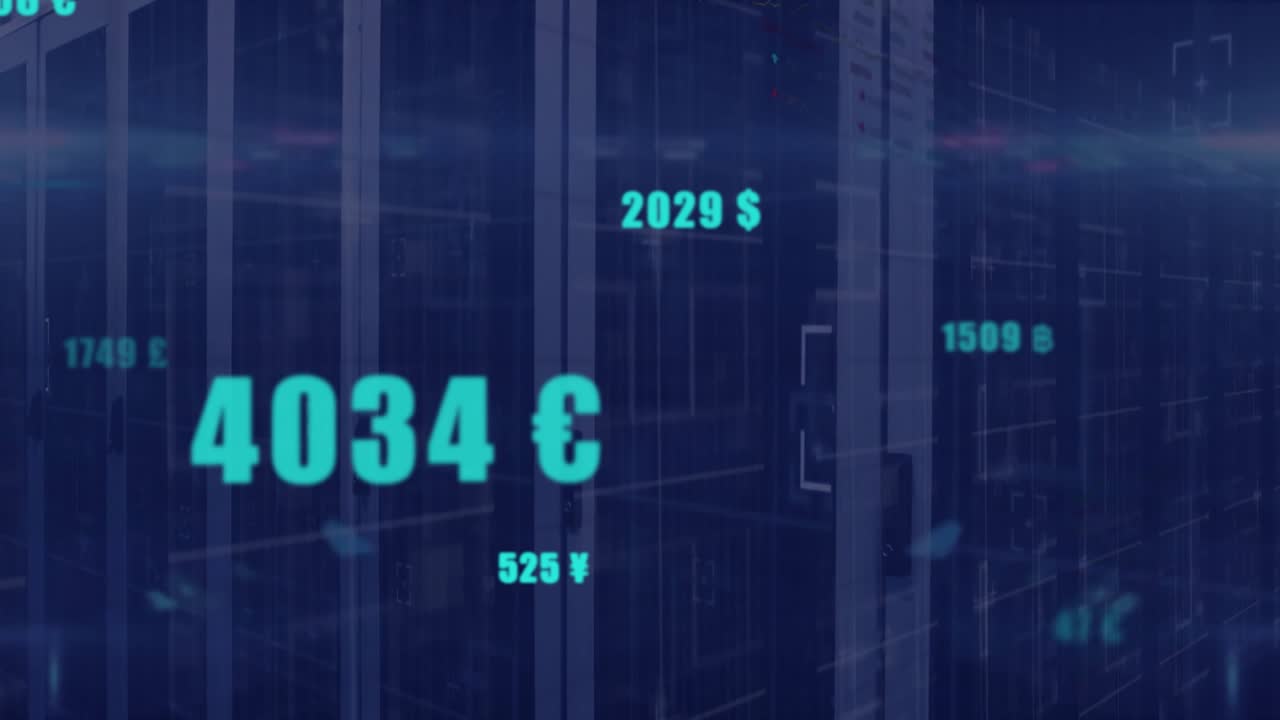 Animation of data processing over server room