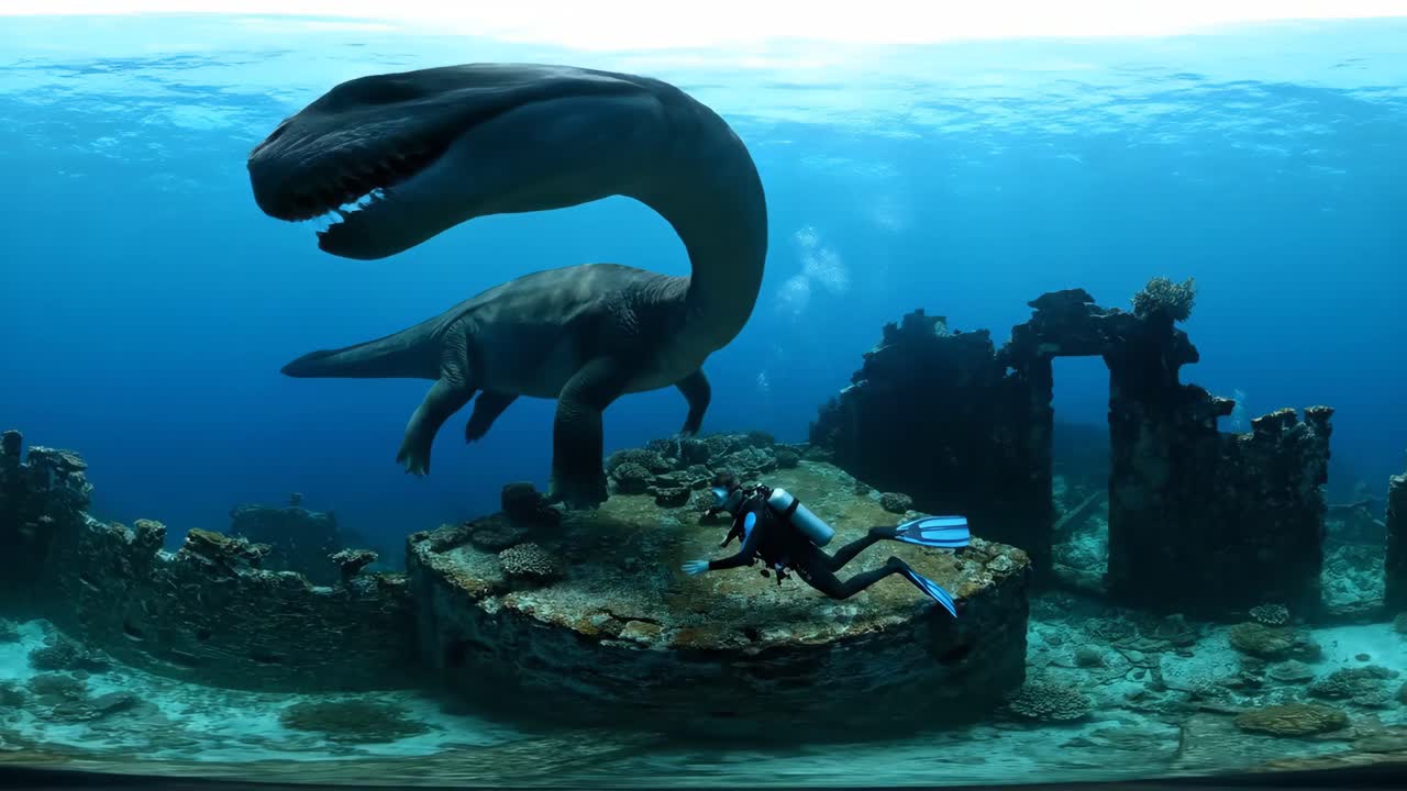 Underwater Encounter with a Plesiosaur