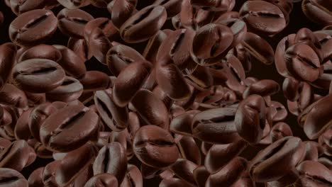 4k brown roasted coffee beans, seed on dark loop background animation. green screen.