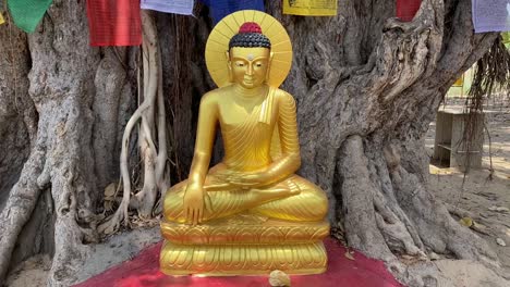 ídolo de gautama buda en uno de los lugares donde solía meditar en los primeros días en bodh gaya, india