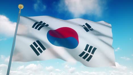 4k bandera muy detallada de corea del sur en bucle